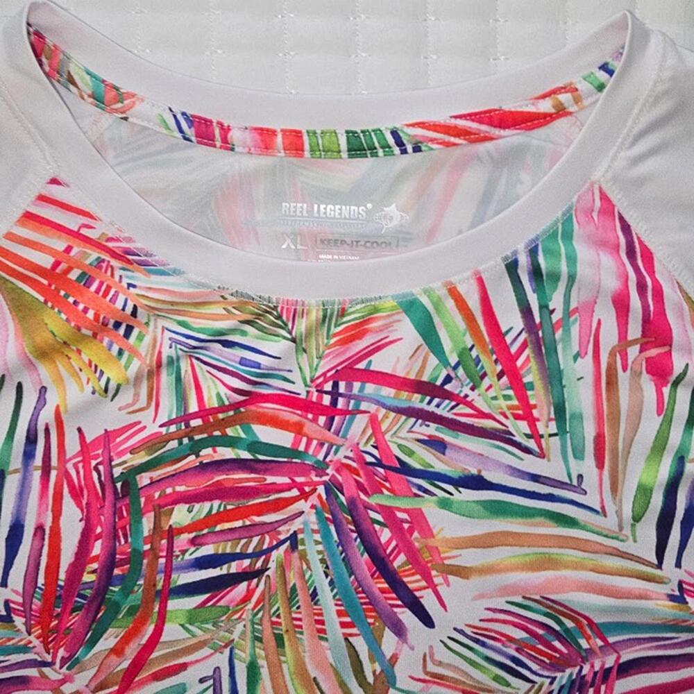 Reel Legends Reel-Tec Women’s Shirt – Size XL – Rainbow Palm Motif NWOT - Picture 2 of 4